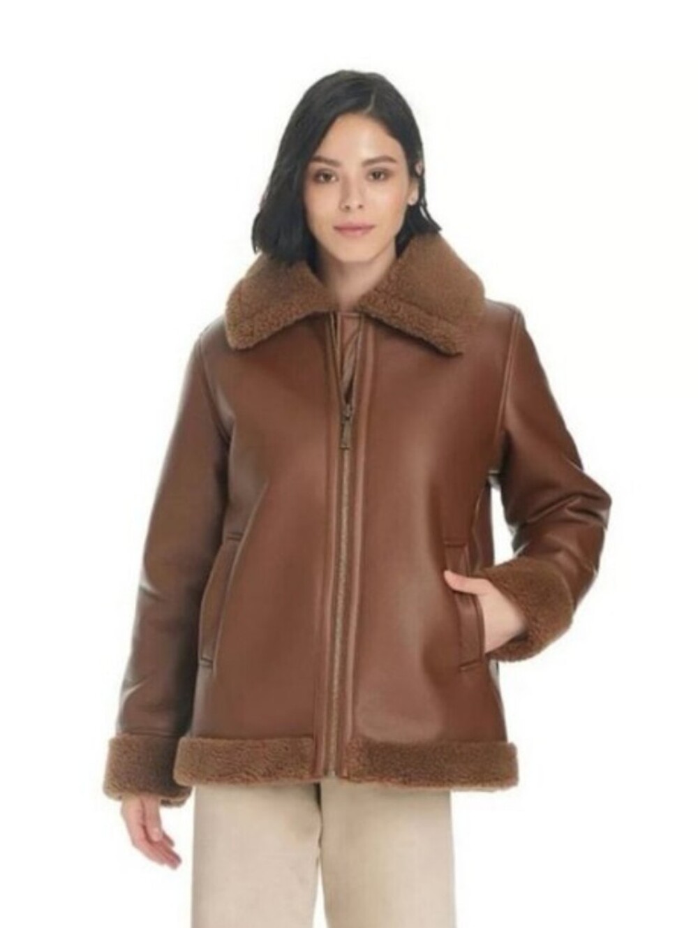 Ugg Koolaburra Faux Leather Fur Women's Jacket Lined Large